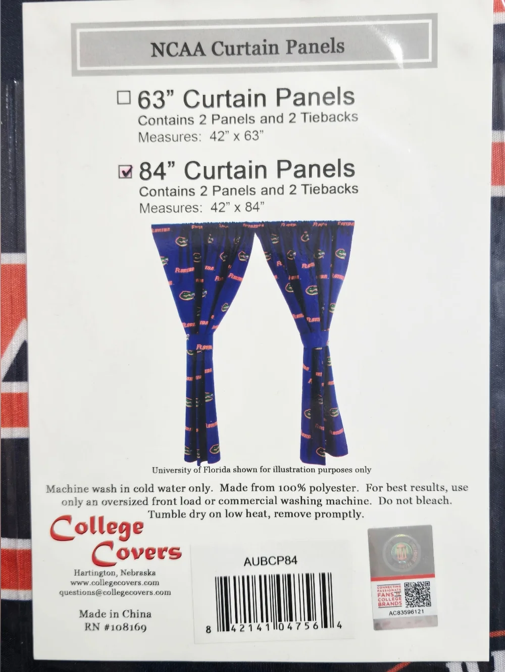 Auburn Tigers NCAA Curtain Panels 84” Set of 2 w/ Tiebacks Navy Orange College